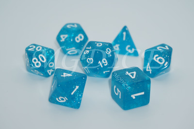 Acrylic glitter dice set ：Water blue
