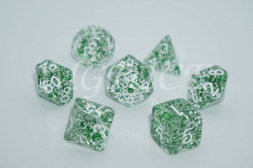 Acrylic sequin dice set : Green sequins