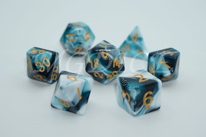 Acrylic double color pearl pattern dice : Blue mixed white
