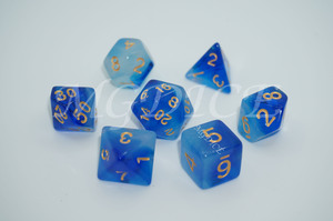 Acrylic double color transparent dice set : BLue mixed white
