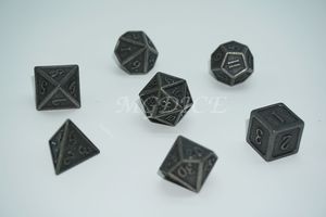 Metal 3D style dice set : Matte ancient silver