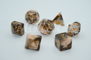 Acrylic double color pearl pattern dice : Brown mixed white