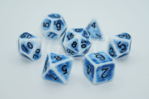 Acrylic ancient dice "Antique" Blue on white