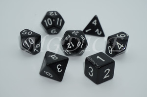 Acrylic Opaque dice set : White ink on Black