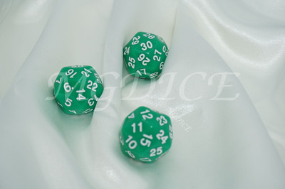 Acrylic Titan Dice/ D30 : White ink on Green