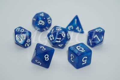Acrylic pearl pattern dice set ：Medium blue