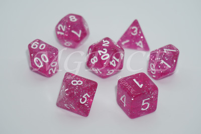 Acrylic glitter dice set ：Rose red
