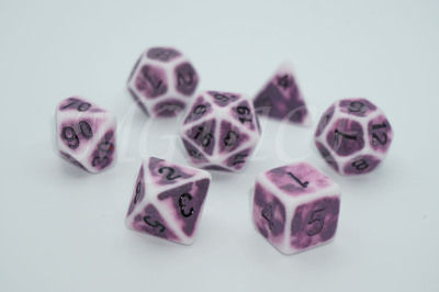 Acrylic ancient dice "Antique" Purple on white