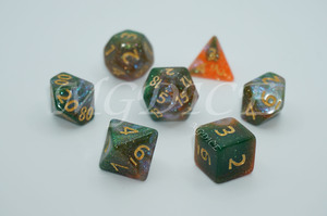 Acrylic three-color starry sky color shifting powder mix dice set：Blue,Green and orange