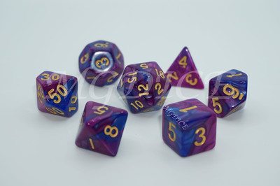 Acrylic double color pearl pattern dice : Dark blue mixed purple