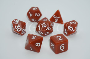 Acrylic Opaque dice set : White ink on Red-brown