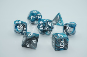 Acrylic double color pearl pattern dice :  Blue mixed black