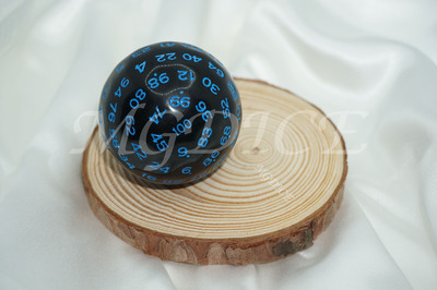 Acrylic Titan Dice/ D100 : Blue ink on Black