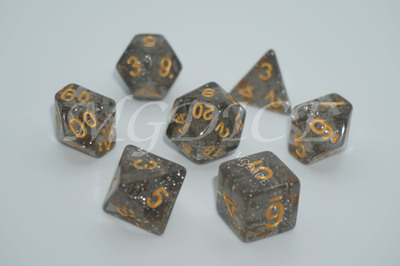 Acrylic glitter dice set ：Transparent Black