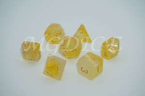 Acrylic double color transparent dice set : Yellow mixed white