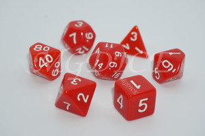 Acrylic Opaque dice set : White ink on Red