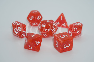 Acrylic glitter dice set ：Blood red