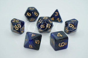 Acrylic double color galaxy dice set ：Dark blue mixed black
