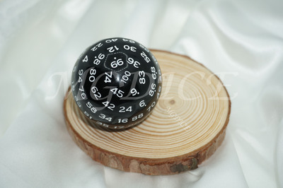 Acrylic Titan Dice/ D100 : White ink on Black