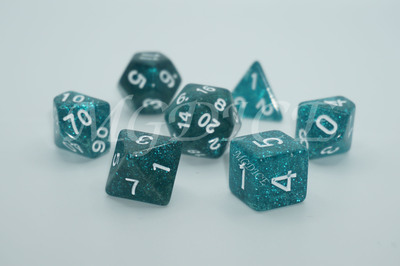 Acrylic glitter dice set ：Lake blue