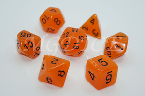 Acrylic glow in the dark dice set：Persimmon orange