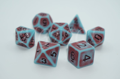Acrylic ancient dice "Antique" blue&red