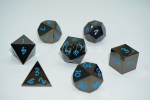 Metal Normal style dice set : Blue ink on Black