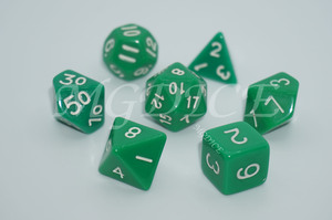 Acrylic Opaque dice set : White ink on green