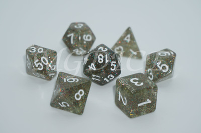 Acrylic glitter dice set ：Gray