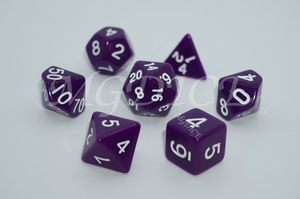 Acrylic Opaque dice set : White ink on Purple