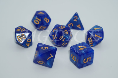 Acrylic pearl pattern dice set ：Dark blue