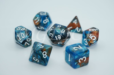 Acrylic double color pearl pattern dice : Blue &nbsp;mixed orange