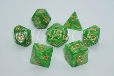 Acrylic pearl pattern dice set ：Grass green
