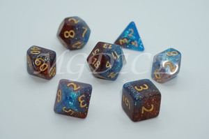 Acrylic three-color starry sky color shifting powder mix dice set：Blue,white and blown