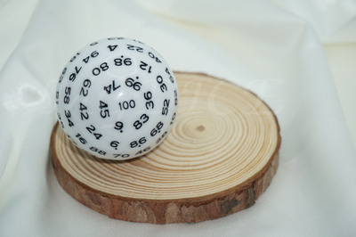 Acrylic Titan Dice/ D100 : Black ink on White