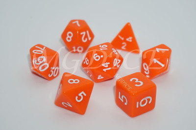 Acrylic Opaque dice set : White ink on Orange