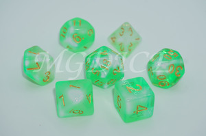 Acrylic double color transparent dice set : Green mixed white