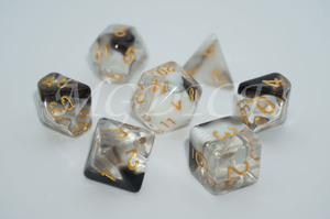 Acrylic three-color transparent dice set ：Transparent, white and black