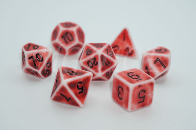 Acrylic ancient dice "Antique"Red on white