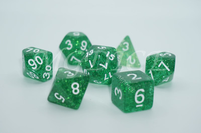 Acrylic glitter dice set ：Kiwi green