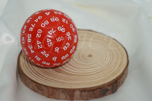 Acrylic Titan Dice/ D100 : White ink on Red