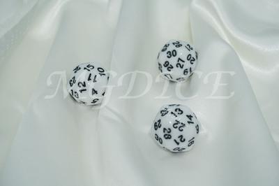 Acrylic Titan Dice/ D30 : Black ink on White