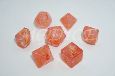 Acrylic gelly dice set : Rose
