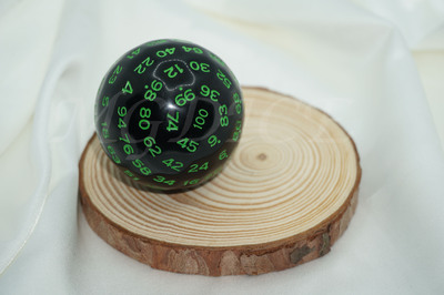 Acrylic Titan Dice/ D100 : Green ink on Black