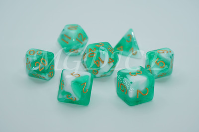 Acrylic double color pearl pattern dice : Green mixed white