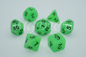Acrylic glow in the dark dice set：Apple green