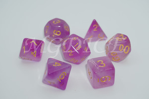 Acrylic double color transparent dice set : Purple mixed white