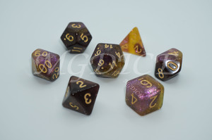 Acrylic three-color starry sky color shifting powder mix dice set：Purple,blown and yellow
