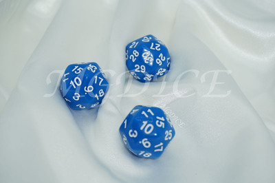Acrylic Titan Dice/ D30 : White ink on Blue