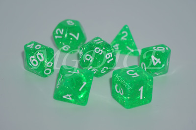 Acrylic glitter dice set ：Green